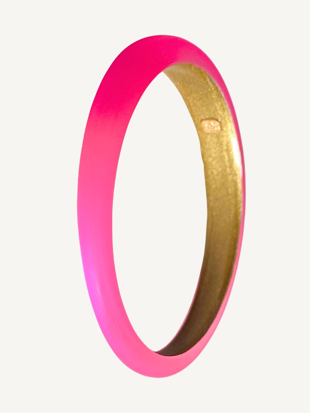 RARE Alexis Bittar Neon Pink Lucite Tapered Bangle Bracelet Gold Interior Signed